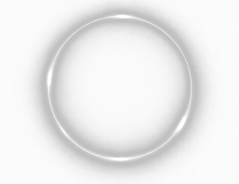 Minimal white glowing light circle, abstract luminous ring and halo effect illustration on transparent background - Powered by Adobe