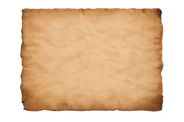 Fototapeta premium Vintage parchment paper with crumpled texture and burnt, torn edges, isolated on a transparent background