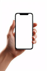 A woman is holding a tablet and a smartphone with blank screens, showing modern mobile communication devices