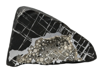 Exploring unique meteorite fragment space mineralogy isolated on transparent background