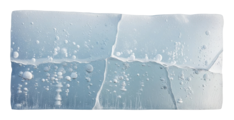 Ice block with water bubbles nature calm scene isolated on transparent background