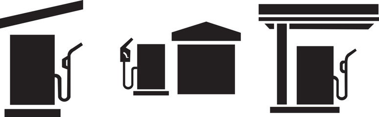 Set of gas station icon silhouette vector. Gas station icons silhouette