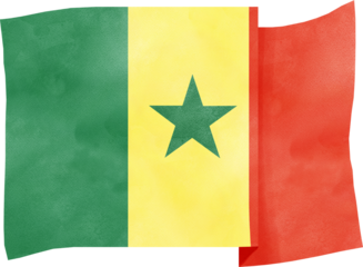 illustration of Senegal flag in watercolor style