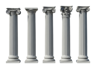 Architectural design elegant marble columns and modern aesthetics isolated on transparent background