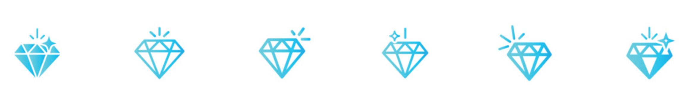 Diamond icon collection. Different diamond shapes. Dimond icon set in flat style. Gem icons. Gemstone icon set. Vector graphic