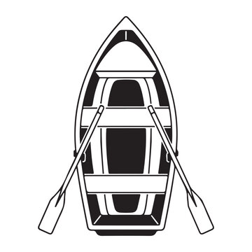 Classic rowboat with oars isolated on white background, Vector