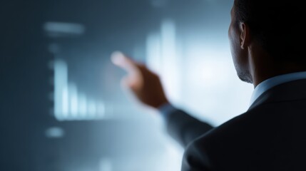 Business executive analyzing artificial intelligence insights for strategic decision making