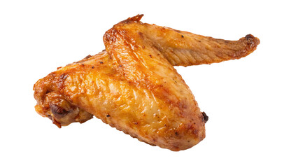 Delicious fried chicken wings on black background