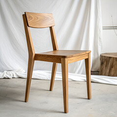wooden chair front view on white background