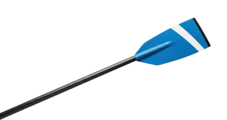 Rowing action with a blue paddle sports perspective isolated on transparent background