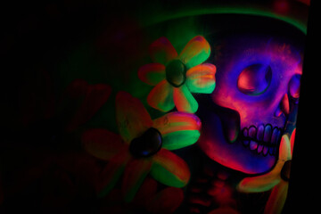 Vibrant skull with colorful flowers
