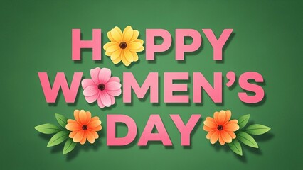 Happy women's day celebration with beautiful flowers and green background