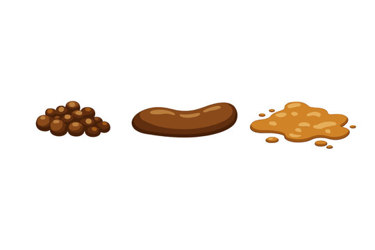 Three stages of poop depicted in an illustration