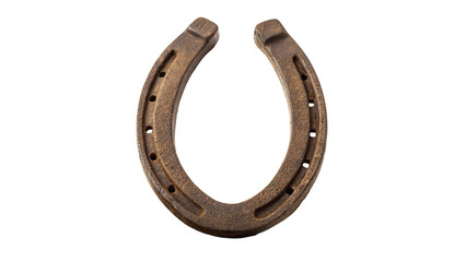 Rusty horseshoe on black background symbolizing good luck