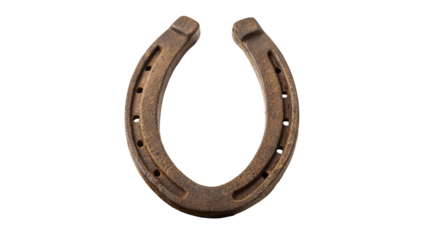 Rusty horseshoe on black background symbolizing good luck
