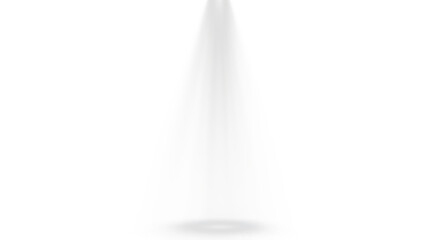 White spotlight beam with light rays isolated on transparent background