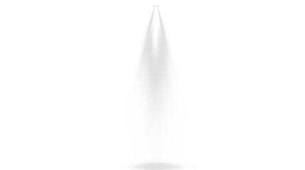 White spotlight beam with light rays isolated on transparent background