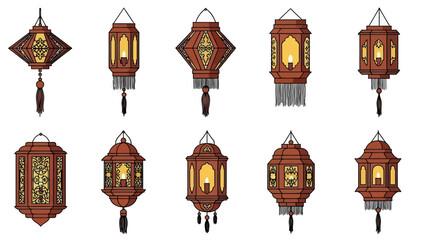 Obraz premium Collection of hanging lanterns.