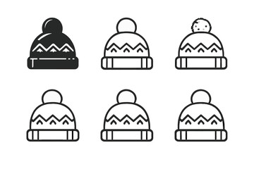 Winter hats collection, graphic elements