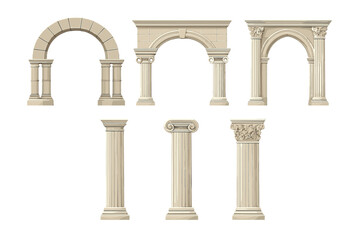 Naklejka premium Classical architectural elements with columns and arches