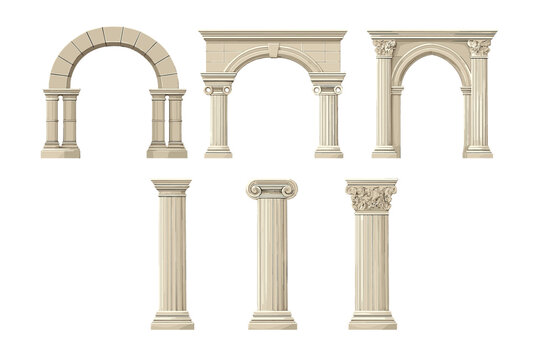 Classical architectural elements with columns and arches