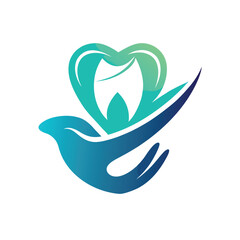 A vibrant vector emblem showcasing a detailed tooth illustration ideal for dental clinics and healthcare branding applications offering a professional aesthetic