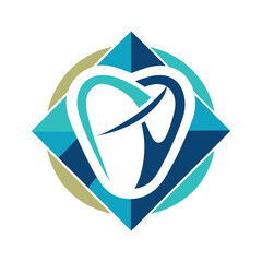 This vector graphic showcases a modern curved tooth symbol designed for oral care branding representing health and hygiene with a sleek aesthetic