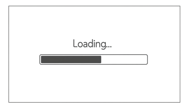 A grey loading bar with text loading displayed on transparent background - Powered by Adobe