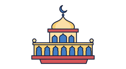 Traditional Islamic mosque with dome and minaret, architectural design representing cultural heritage and religious devotion