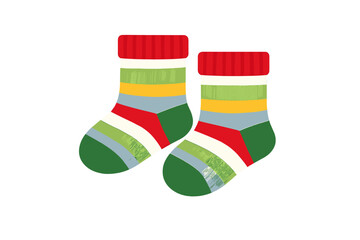 Pair of Colorful Striped Christmas Stockings