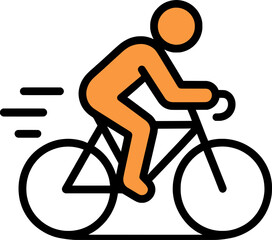 Obraz premium Bold outline vector of a cycling figure, flat colors, clean shapes, isolated on white.
