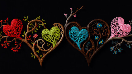 ハートマークのある刺しゅう　AI生成素材