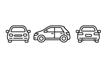 Obraz premium Three stylized car outlines on a dark gray background