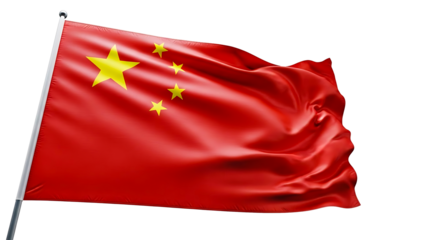 The iconic red flag of a country with five golden stars waves proudly on a flag pole