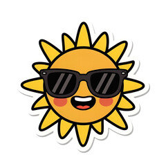 Cartoon Sun Wearing Sunglasses and Smiling happy isolated on a transparent background