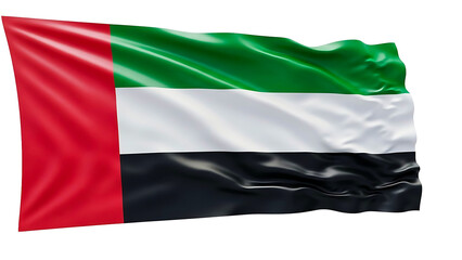 The United Arab Emirates flag waving proudly in the wind. The flag represents the nation's identity and heritage
