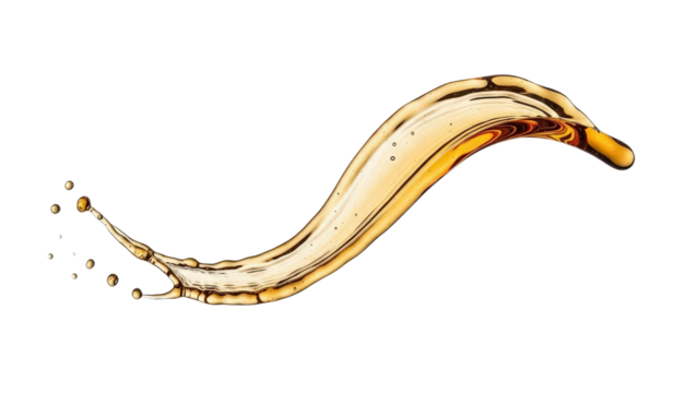 Liquid splash isolated on transparent background golden - Powered by Adobe