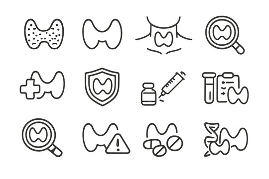 Thyroid Gland Icons Set