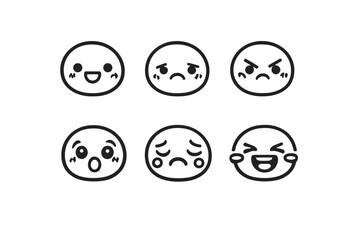 Fototapeta premium Set of Cute Emoticons on Gray Background