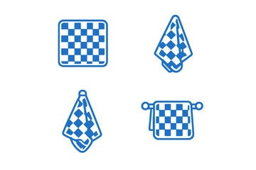 Four checkered patterns with glowing blue outlines against a dark background