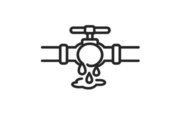 Leaking pipe icon with dripping water