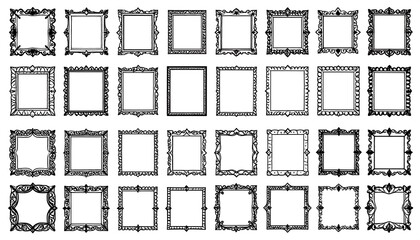 Collection of Decorative Square Frame Borders.