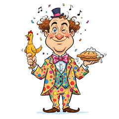 cartoon clown with a gift