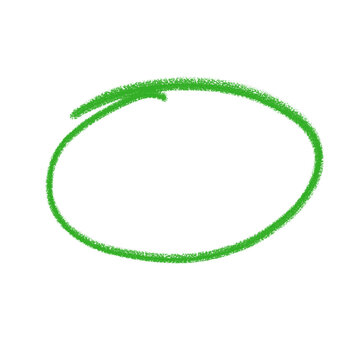 Doodle green circle brush stroke marker highlighter isolated on transparent background