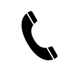 Telephone handset, solid black vector icon
