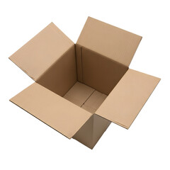 empty cardboard box top view isolated on white background