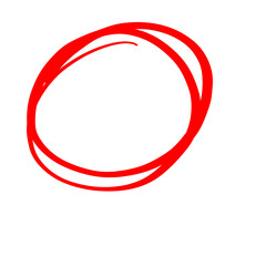 Doodle red circle brush stroke marker highlighter Isolated on transparent background