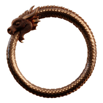 Bronze dragon ouroboros with intricate scales and runes