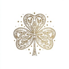 Elegant Shamrock Line Art Ornament for St Patrick&rsquo;s Day