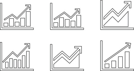 A modern business graph icon with a rising arrow, Editable stroke. EPS-10.